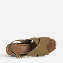 Texto Sandales^Sandale cuir velours KAKI