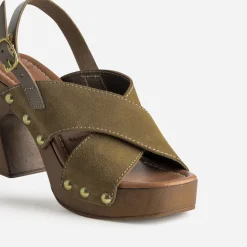 Texto Sandales^Sandale cuir velours KAKI