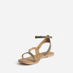Texto Sandales^Sandale cuir velours éco-conçu KAKI