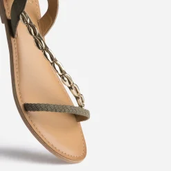 Texto Sandales^Sandale cuir velours éco-conçu KAKI