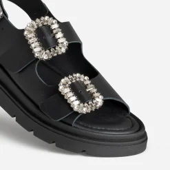 Texto Sandales^Sandale e cuir boucles strass NOIR