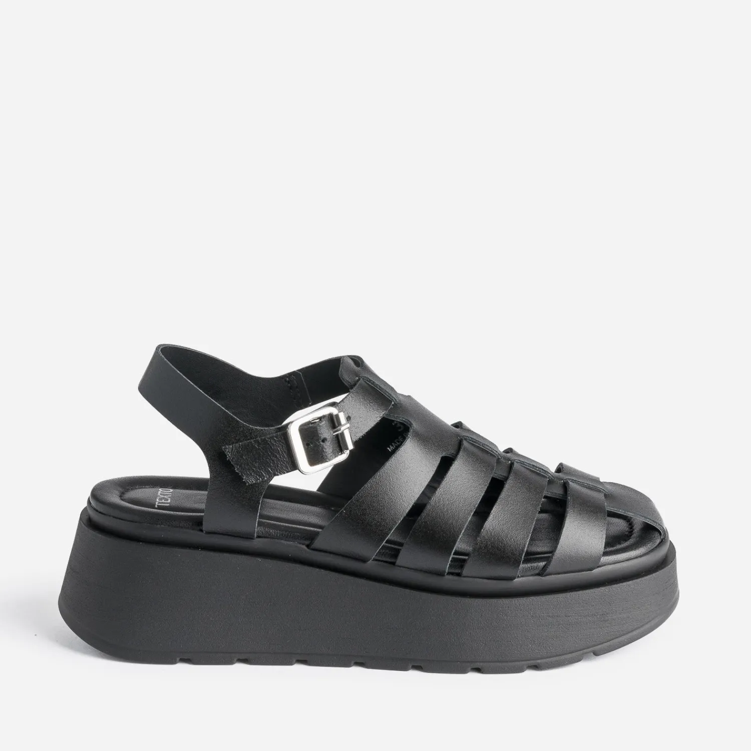 Texto Sandales^Sandale e en cuir semelle plateforme NOIR