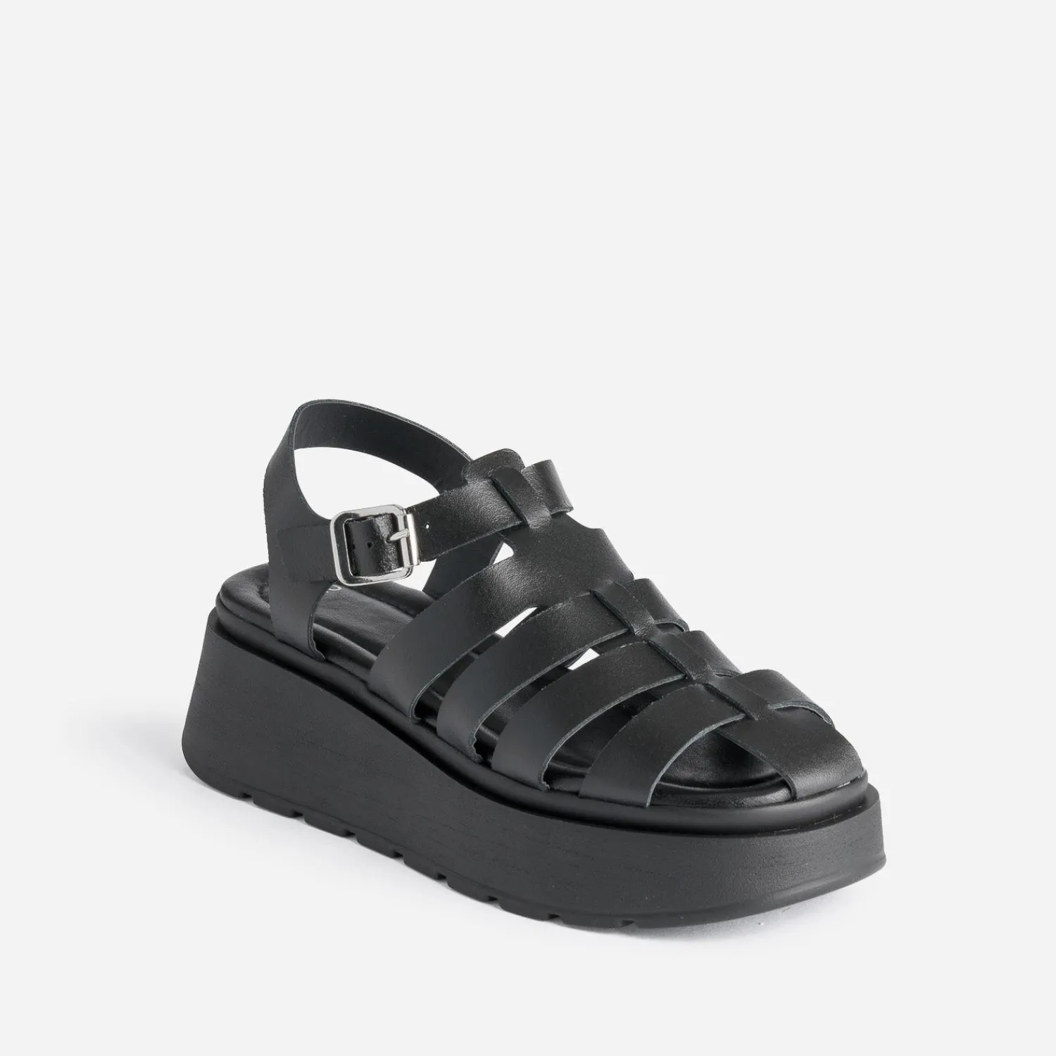 Texto Sandales^Sandale e en cuir semelle plateforme NOIR