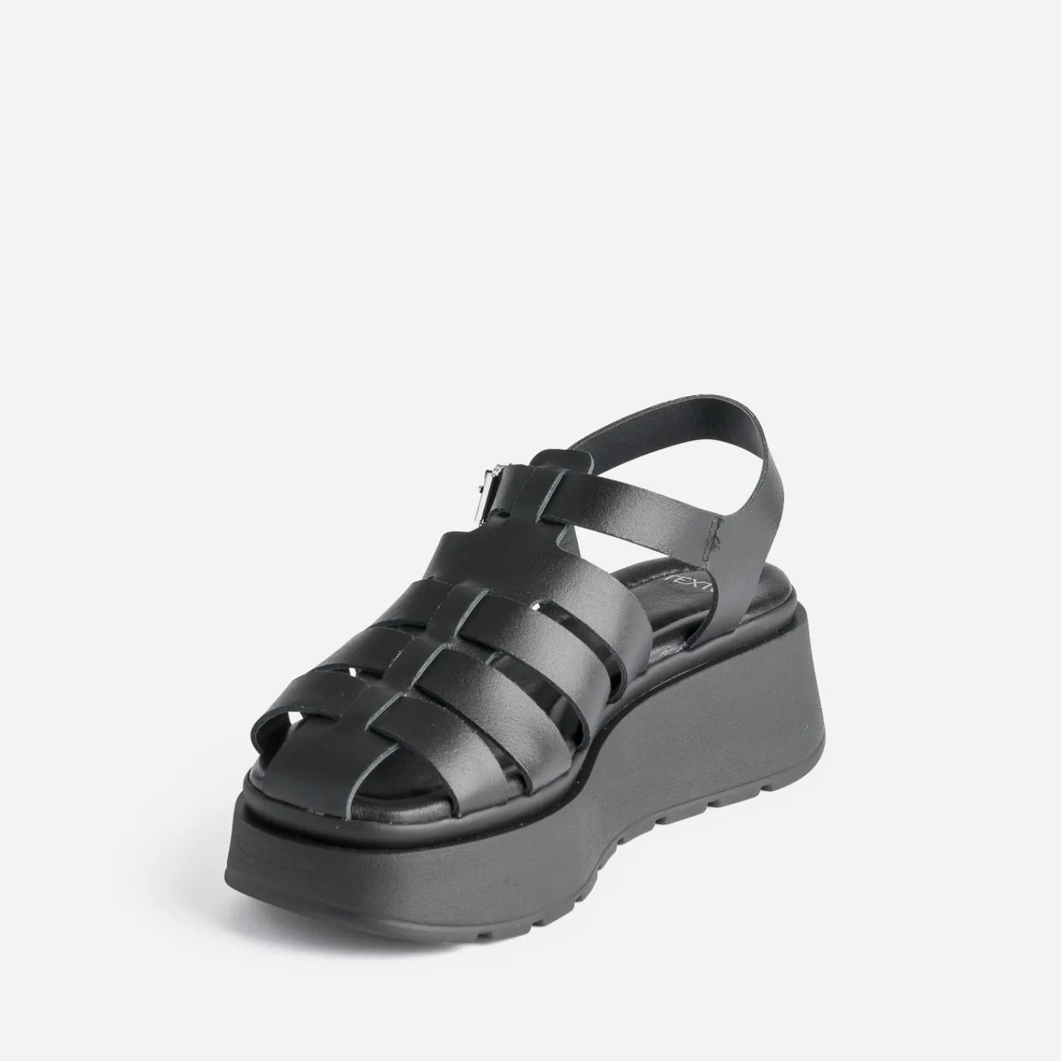 Texto Sandales^Sandale e en cuir semelle plateforme NOIR