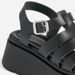 Texto Sandales^Sandale e en cuir semelle plateforme NOIR