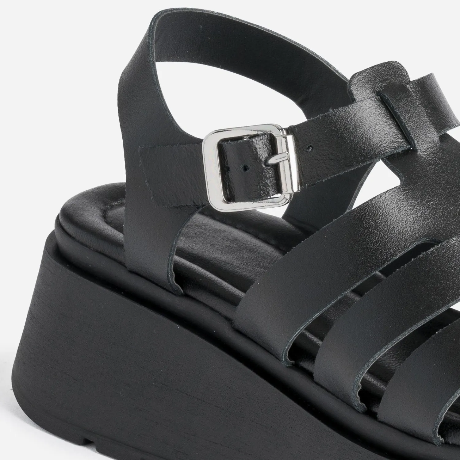 Texto Sandales^Sandale e en cuir semelle plateforme NOIR