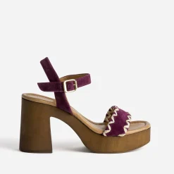 Texto Sandales^Sandale prune en cuir velours brodé VIOLET