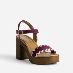 Texto Sandales^Sandale prune en cuir velours brodé VIOLET
