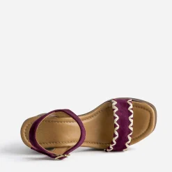 Texto Sandales^Sandale prune en cuir velours brodé VIOLET