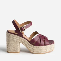Texto Sandales^Sandale prune en cuir talon corde VIOLET