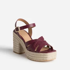 Texto Sandales^Sandale prune en cuir talon corde VIOLET