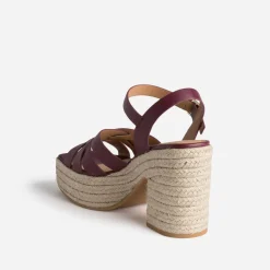 Texto Sandales^Sandale prune en cuir talon corde VIOLET