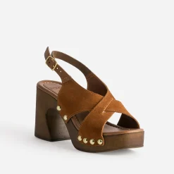 Texto Sandales^Sandale rouille en cuir velours ORANGE