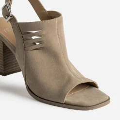 Texto Sandales^Sandale cuir velours open-toe TAUPE