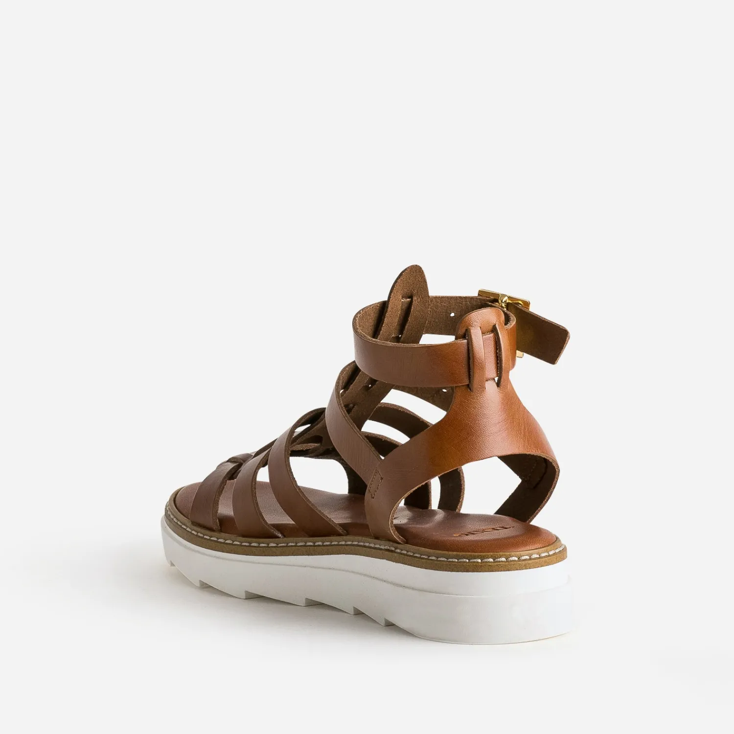 Texto Sandales^Sandale-spartiate en cuir COGNAC