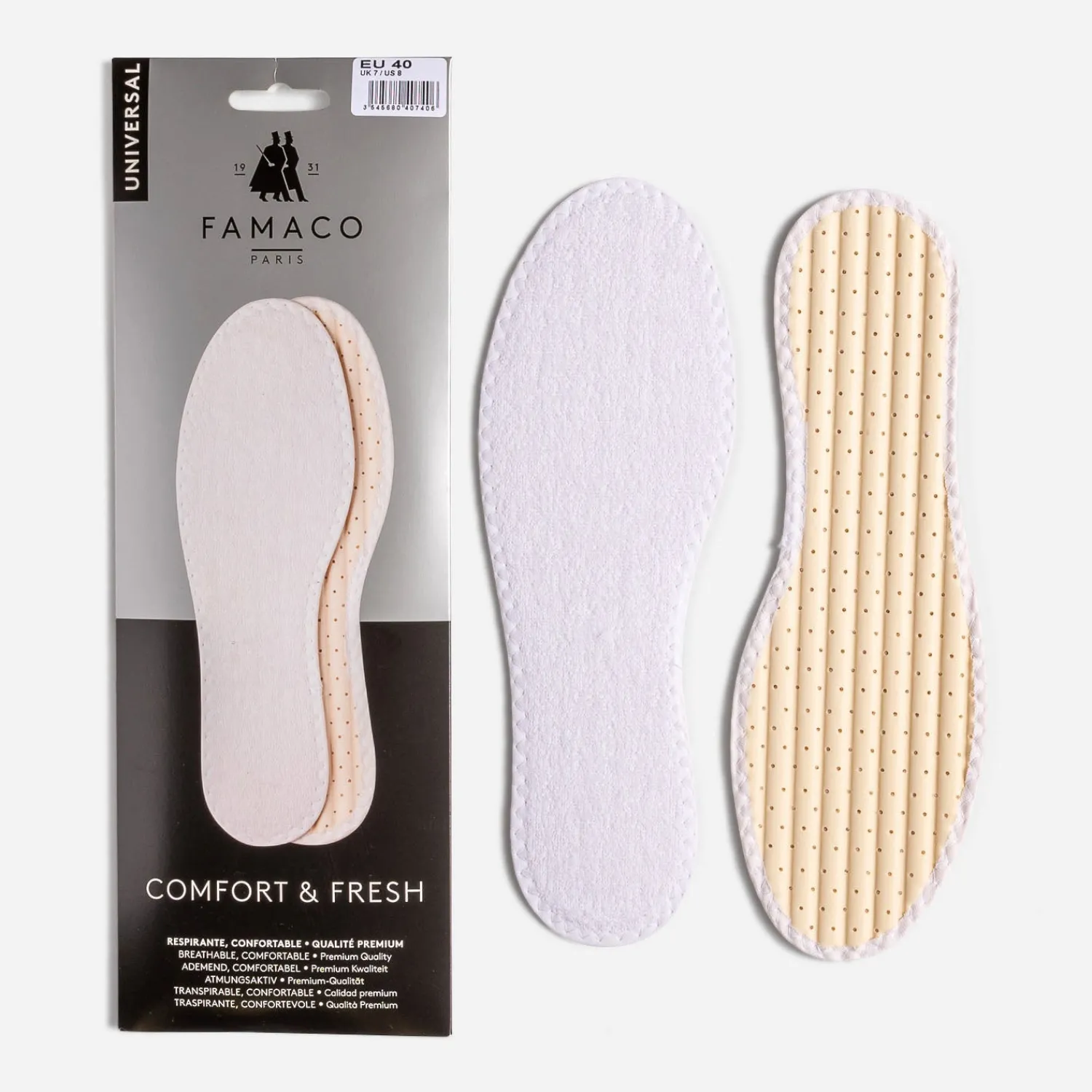 8442 Produits Entretien|Produits Entretien^Semelles FAMACO hes coton lavables BLANC