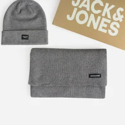 Jack & Jones Echarpes & Foulards|Accessoires^Set bonnet et écharpe JACK&JONES tricot GRIS