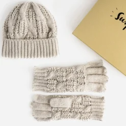 Eram Gants & Parapluie|Chapeaux, Bonnets & Casquettes^Set bonnet et gants s en tricot BEIGE