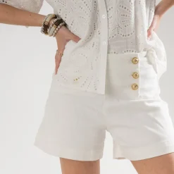 Texto Shorts^Short à pont en jean BLANC