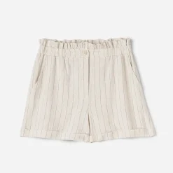 Texto Shorts^Short rayures noires taille haute BEIGE