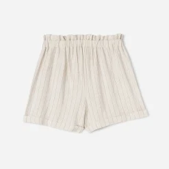 Texto Shorts^Short rayures noires taille haute BEIGE