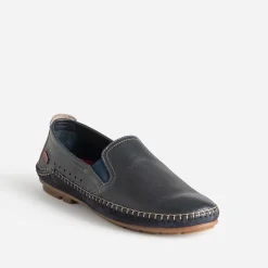 Fluchos Mocassins^Slip-on bleu cuir MARINE