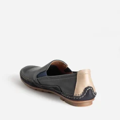 Fluchos Mocassins^Slip-on bleu cuir MARINE