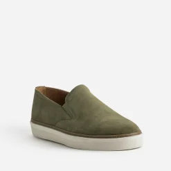 Eram Baskets/Tennis^Slip-on éco-conçu en cuir velours KAKI