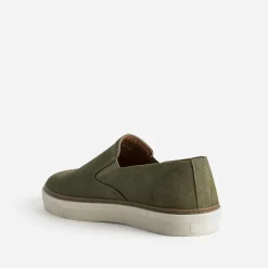 Eram Baskets/Tennis^Slip-on éco-conçu en cuir velours KAKI