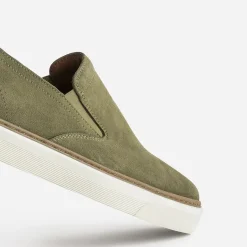 Eram Baskets/Tennis^Slip-on éco-conçu en cuir velours KAKI