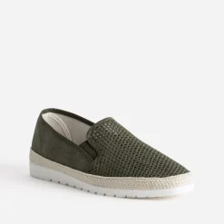 Eram Nu-Pieds/Sandales^Slip-on en toile bi-matière KAKI