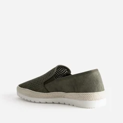 Eram Nu-Pieds/Sandales^Slip-on en toile bi-matière KAKI