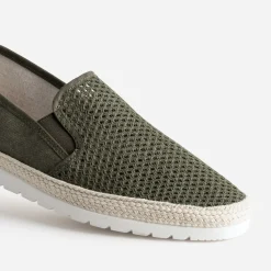 Eram Nu-Pieds/Sandales^Slip-on en toile bi-matière KAKI