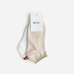 Eram Chaussettes & Collants^Socquettes dées et écrues bdées cœurs OR