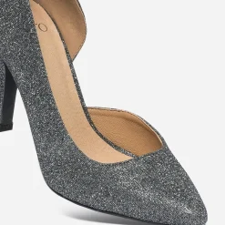 Texto Escarpins^Stiletto gris pailleté ARGENT