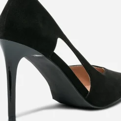 Texto Escarpins^Stiletto suédé à talon verni NOIR