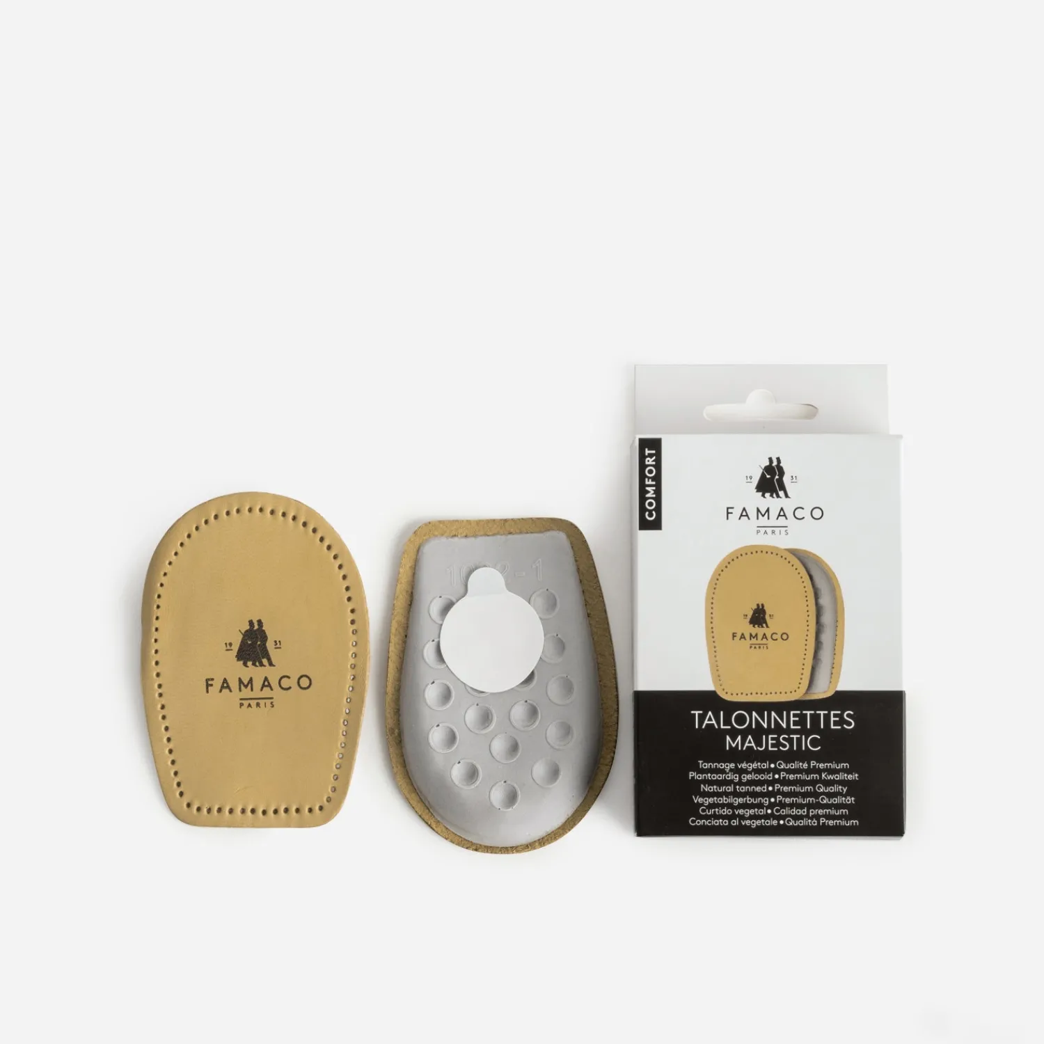 8442 Produits Entretien|Produits Entretien^Talonnettes FAMACO beiges en cuir DIVERS