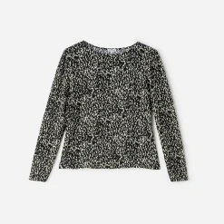 Texto Pulls^Tee-shirt imprimé animalier à épaulettes NOIR