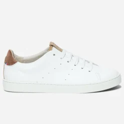 Eram Baskets^Tennis 1927 he et camel femme en cuir éco-conçu BLANC