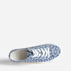 Texto Baskets^Tennis à plateforme e toile brodée BLEU