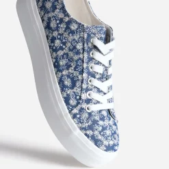 Texto Baskets^Tennis à plateforme e toile brodée BLEU