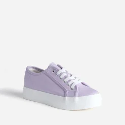 Texto Baskets^Tennis à plateforme parme en toile VIOLET