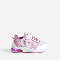 670 Baskets^Tennis BARBIE rose et pailleté semelle lumineuse BLANC