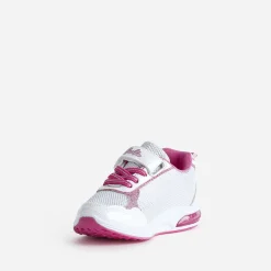 670 Baskets^Tennis BARBIE rose et pailleté semelle lumineuse BLANC