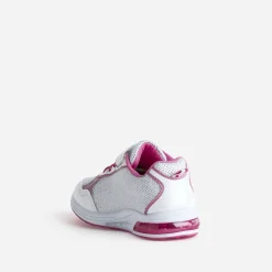 670 Baskets^Tennis BARBIE rose et pailleté semelle lumineuse BLANC