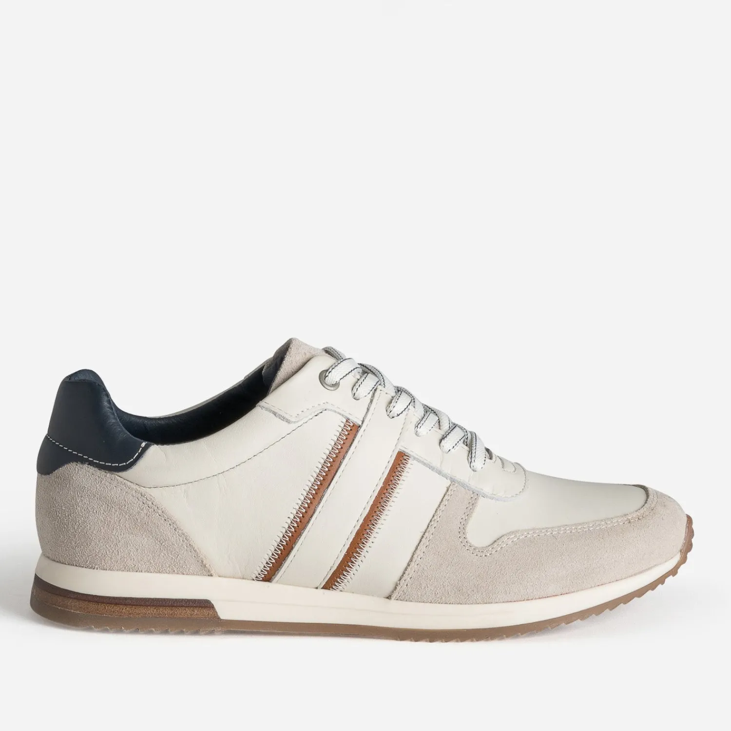 Eram Baskets/Tennis^Tennis beige clair et marron bi-matière BLANC