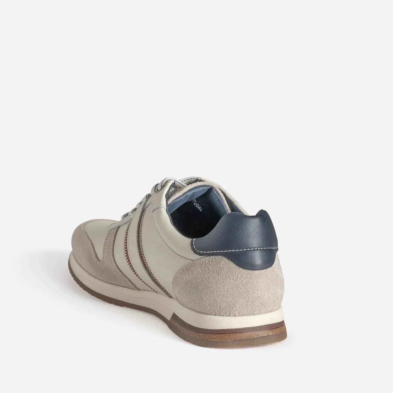 Eram Baskets/Tennis^Tennis beige clair et marron bi-matière BLANC