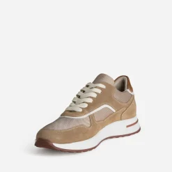 Eram Baskets/Tennis^Tennis beige cuir bi-matière CAMEL