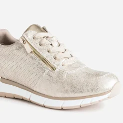 Eram Baskets^Tennis beige doré perforée ROSE