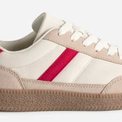 Eram Baskets^Tennis beige détails s ROUGE